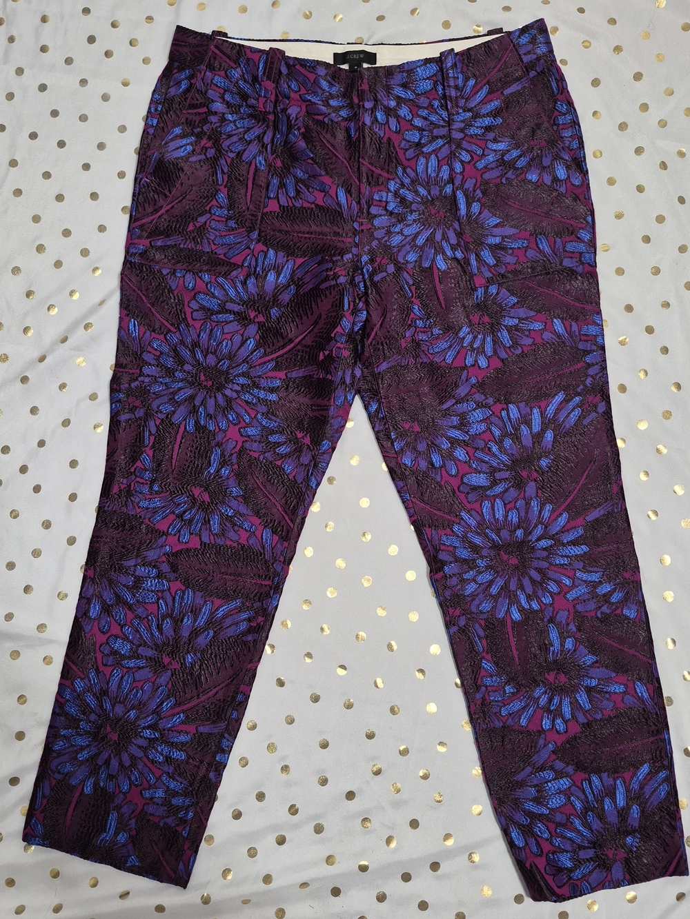 J. Crew Purple and Blue Floral Printed Trousers